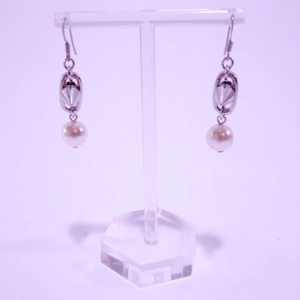 Joomi Lim Women's Silver Sphere Spike Pearl Screw Back Earrings NWOT 145 Silver